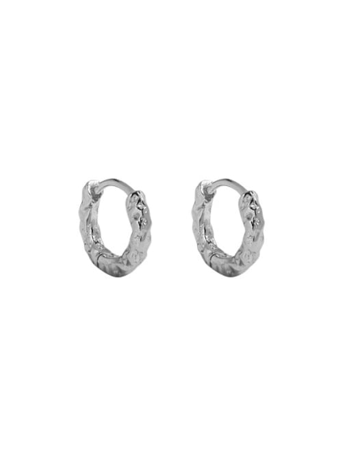 White gold [8mm inner diameter] 925 Sterling Silver Geometric Vintage Huggie Earring